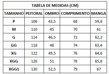 jaqueta impermeavel com capuz medidas BR